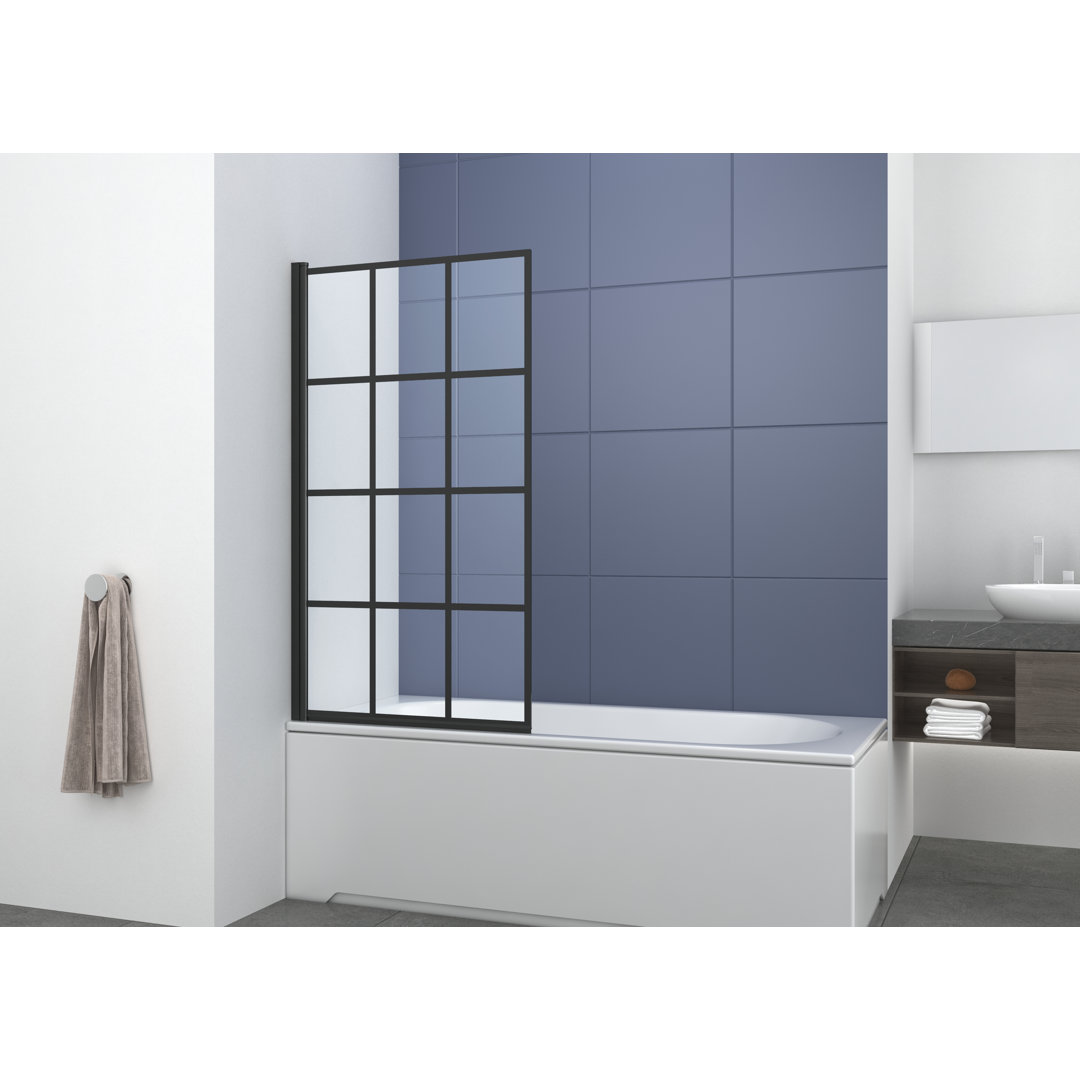 Modern Designer Non-foldable Shower Bath Screen - 1400mm x 800mm - Matt Black