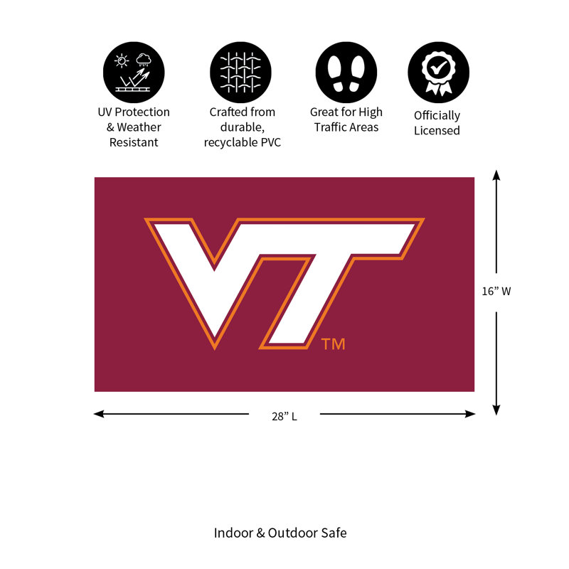 Tapis polychrome en PVC, 16 po x 28 po, Virginia Tech