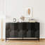 Buffet à 4 portes en bois avec buffet noir et tablettes réglables pour le salon, l'entrée, le couloir, le bureau, la cuisine, la salle à manger, la surface de travail,