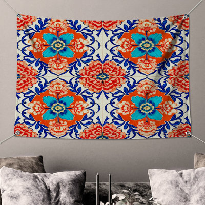 Tapisserie murale à motif floral coloré - Décoration murale florale