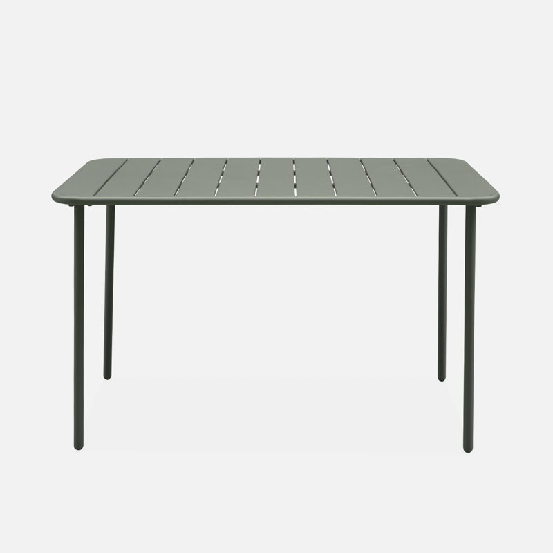 Polonius Rectangular Metal Outdoor Dining Table , 120cm cm W 70cm cm D, Green
