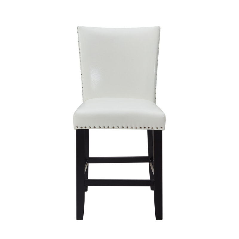 Fauteuil d'unité centrale rembourré à hauteur de comptoir 2 pièces avec repose-pieds chromé, Blanc