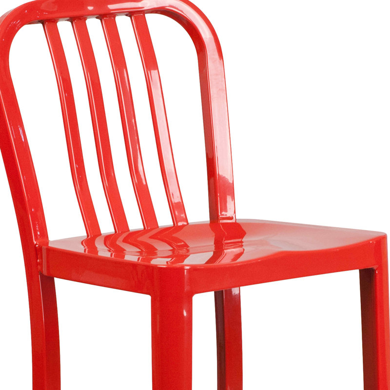 Tabouret de comptoir de 24 po en métal de qualité commerciale avec repose-pieds Carouthers par Flash Furniture, Rouge