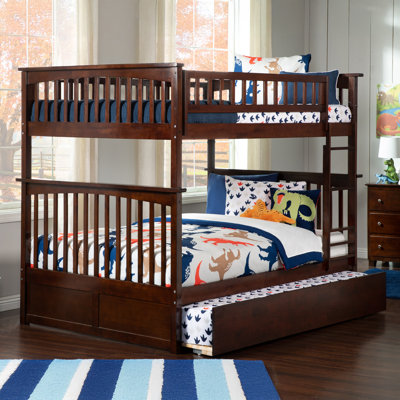 Blaisdell Solid Wood Bunk Bed with Safety Rails, Ladder and Trundle
