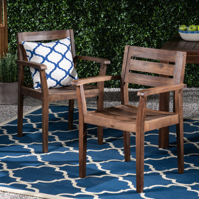 Fauteuils en bois brun foncé 2 pour la cour, le jardin, le bord de la piscine 2 chaises pour les espaces extérieurs au bord de la piscine, le jardin