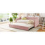 Lit de jour simple tapissier avec couchette escamotable, rose
