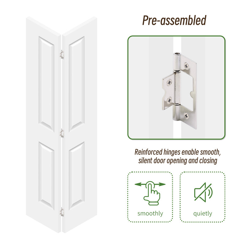 Porte pliante à 2 panneaux de 1 à 3/8 po d'épaisseur avec quincaillerie coulissante, 30 po x 80 po