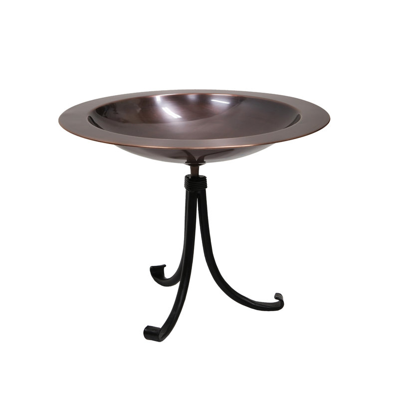 18" Classic Copper Birdbath with Tall Tripod Stand
