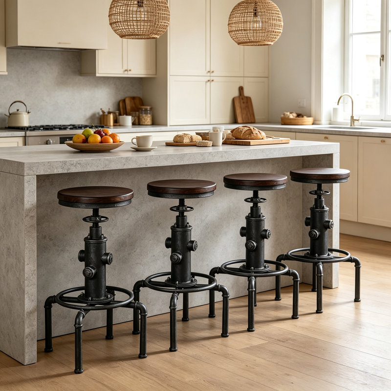 Tabouret de bar Dicot, Brun foncé / bronze industriel, 4