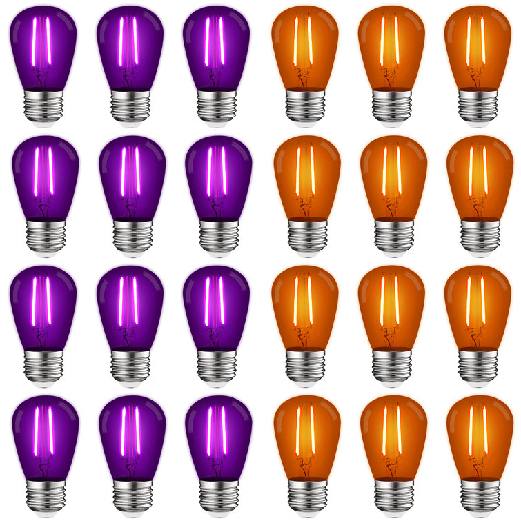 0.5 Watt S14 LED Colored String Light Bulb, Purple and Orange, E26/Medium  (Standard) Base