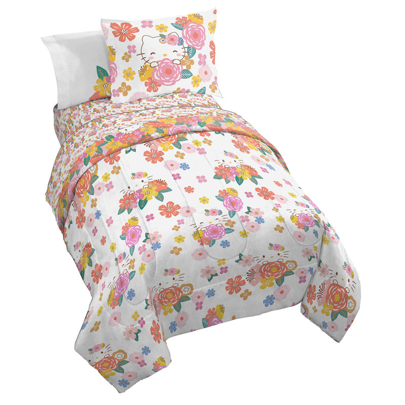 Hello Kitty Floral Grace Bed Set W/ Sham, Full Comforter + 2 Standard Shams