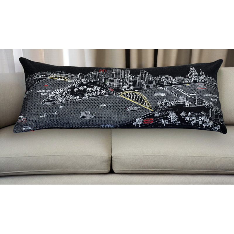 Coussin Pittsburgh Skyline, Noir