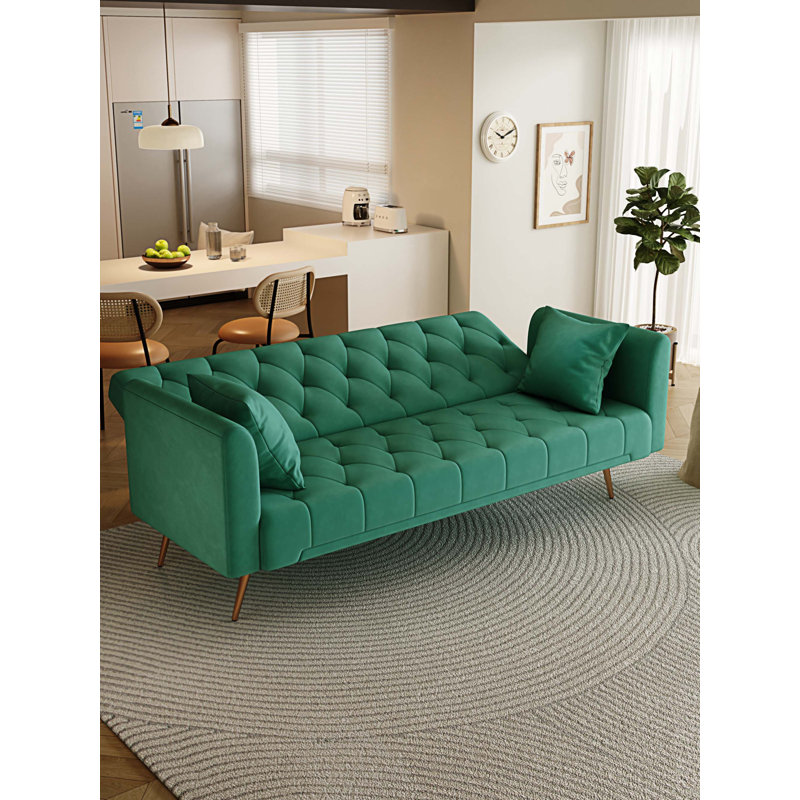 Ternisha 71'' Velvet Sleeper Sofa, Green Velvet