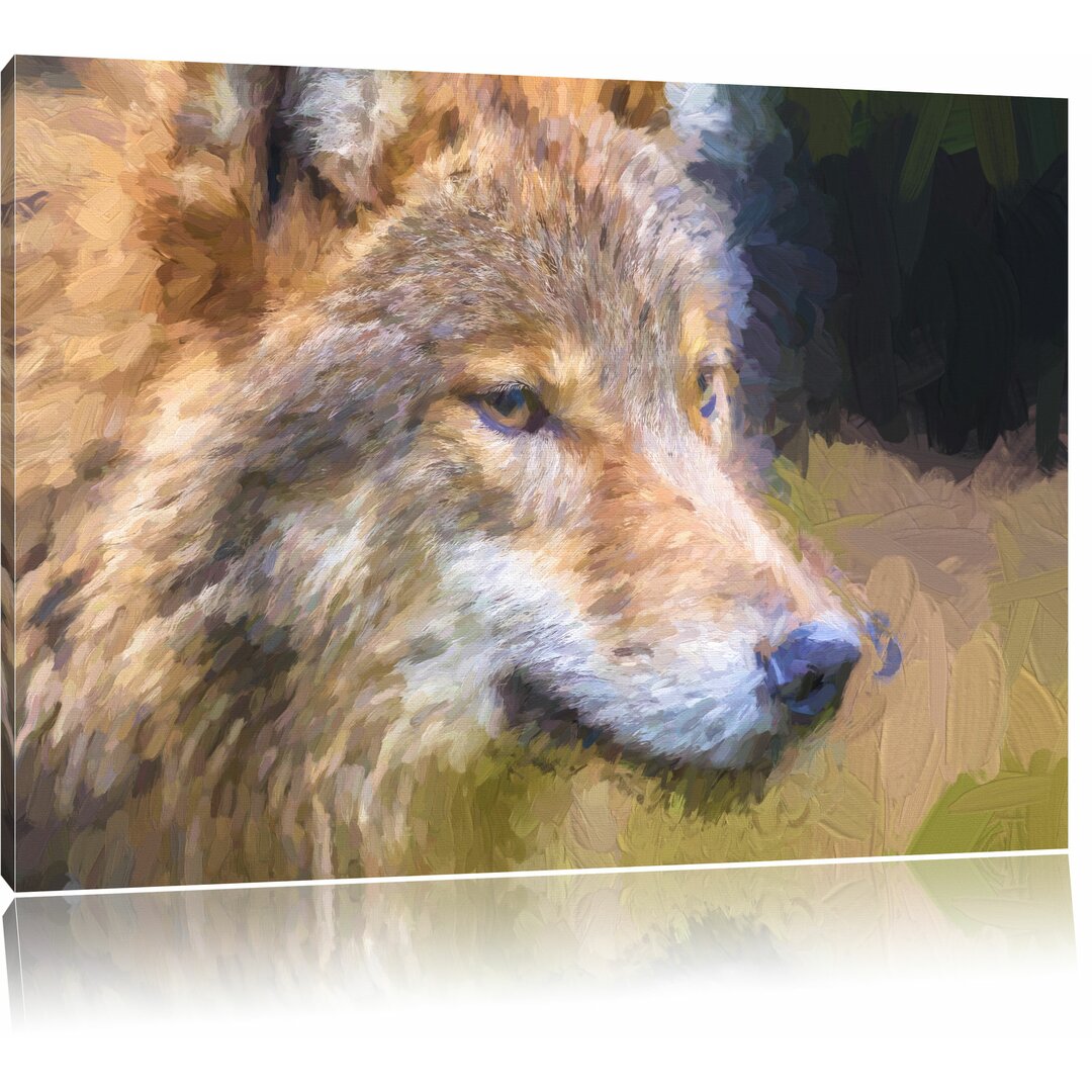 Leinwandbild "Porträt des europäischen Wolfes", Grafikdruck