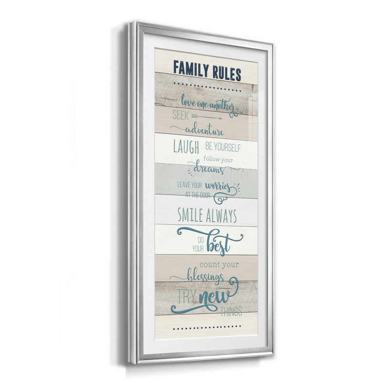 Family Rules - Print, Argent, H 10,5 po x l 18,5 po x P 1,5 po