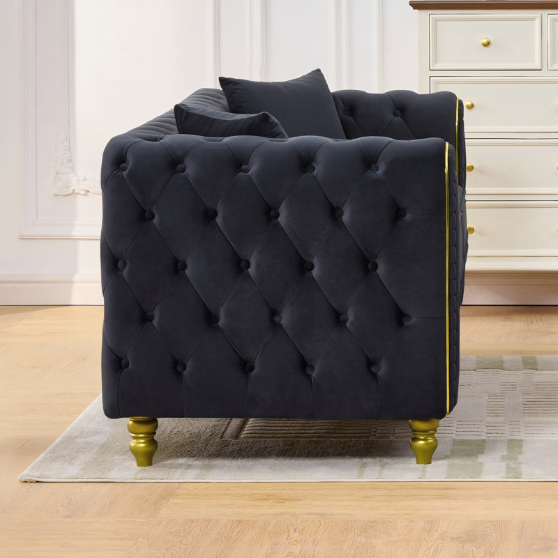 Ensemble de fauteuils Chesterfield, Noir