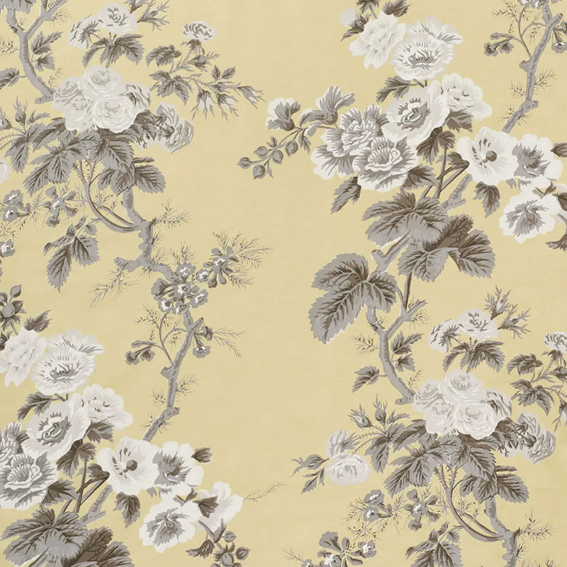 Pyne Hollyhock Fabric, Buttercup