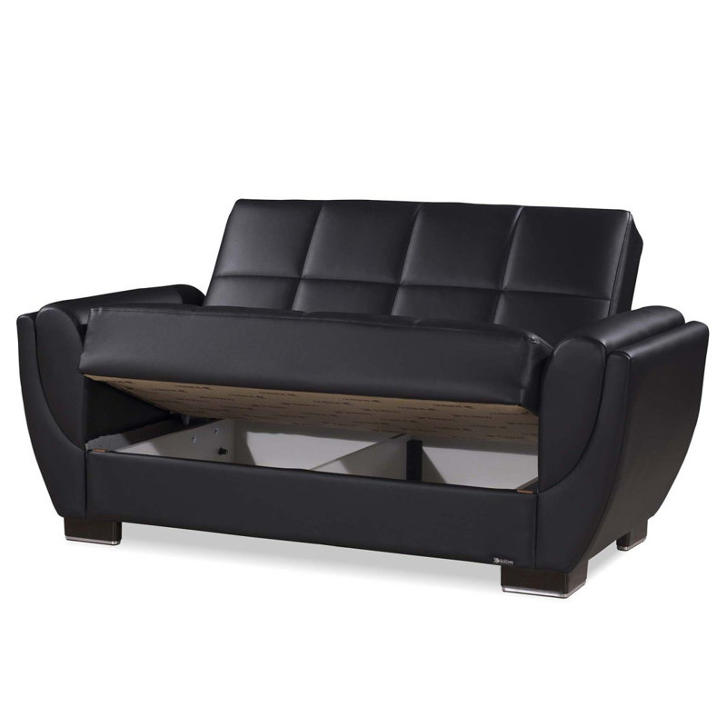 Causeuse convertible avec rangement Primenest Nimbusflow, polyuréthane noir