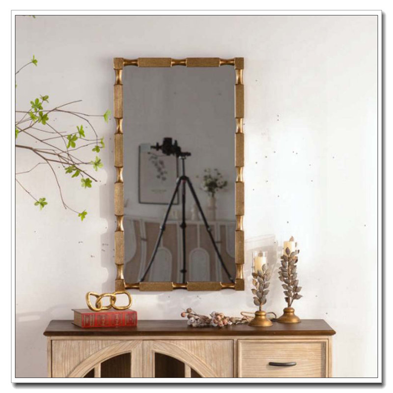 Gold Bamboo-Style Rectangular Wall Mirror