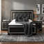 Ensemble de chambre à coucher grand lit, rangement de tiroir, noir, ensemble de 3 pièces avec 2 tables de chevet-128121131-128121132-128121133