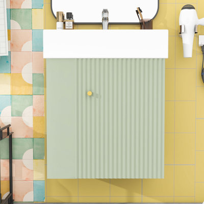 Bathroom Vanity with Ceramic Basin and Left-Side Storage