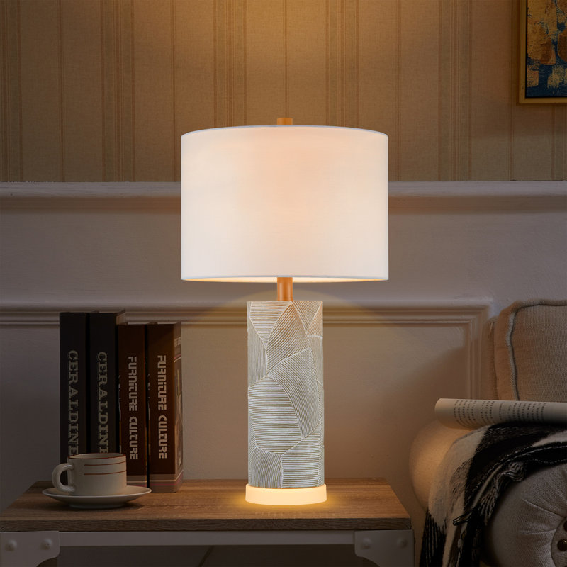 23.25" Grey Table Lamp With Bottom Night Light (Bulb Included) 