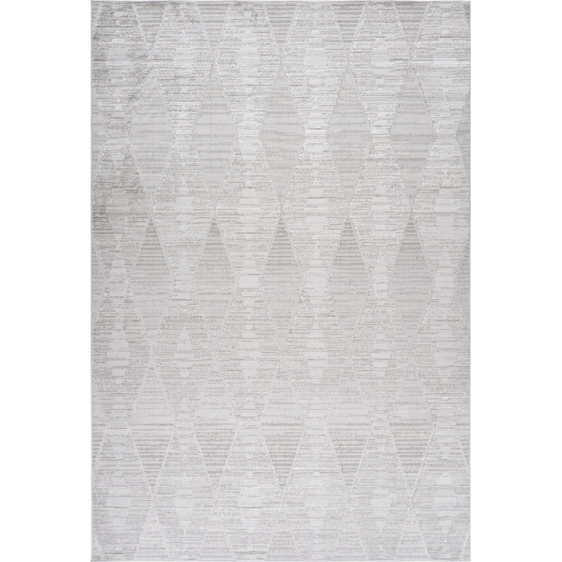 Grey Geometric Distressed Area Rug
