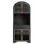 Huche de garde-manger 75 po avec portes et tablettes en verre arqué, garde-manger en bois pour la salle à manger, noir-15004244