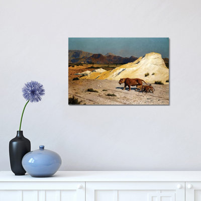 Lioness and Cubs; Lionne Et Lioceaux 1 Piece Wrapped Canvas Wall Art