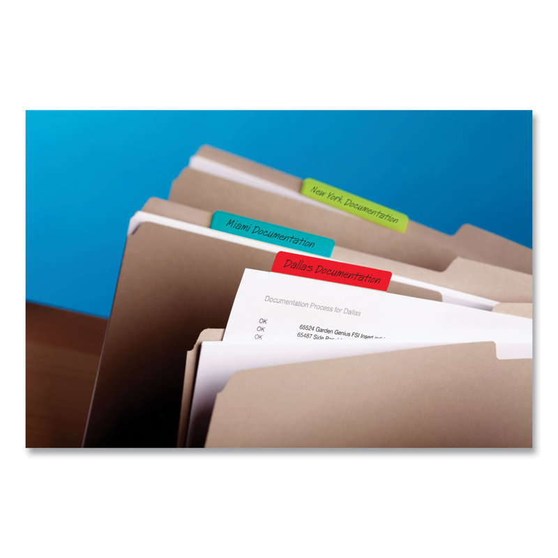Paper Hanging Files File Tab Labels, Assorted Pastel