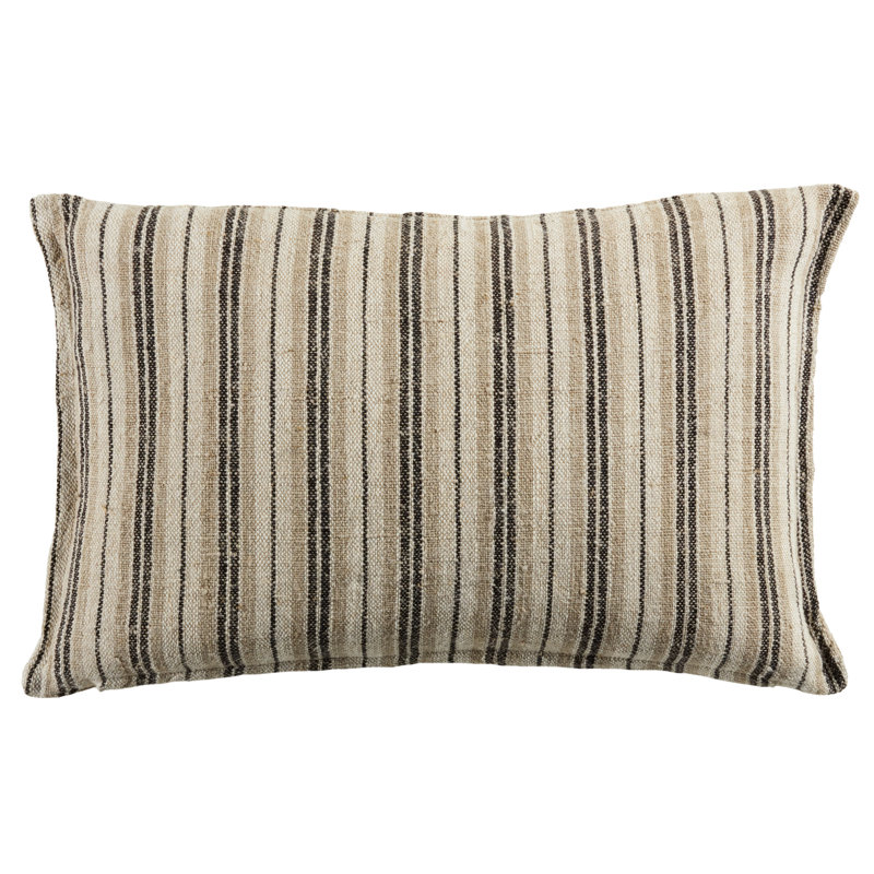 Housse et insert de coussin rectangulaire 100% lin Regent, Brun foncé, 100% duvet, Carré H 20 po x l 20 po
