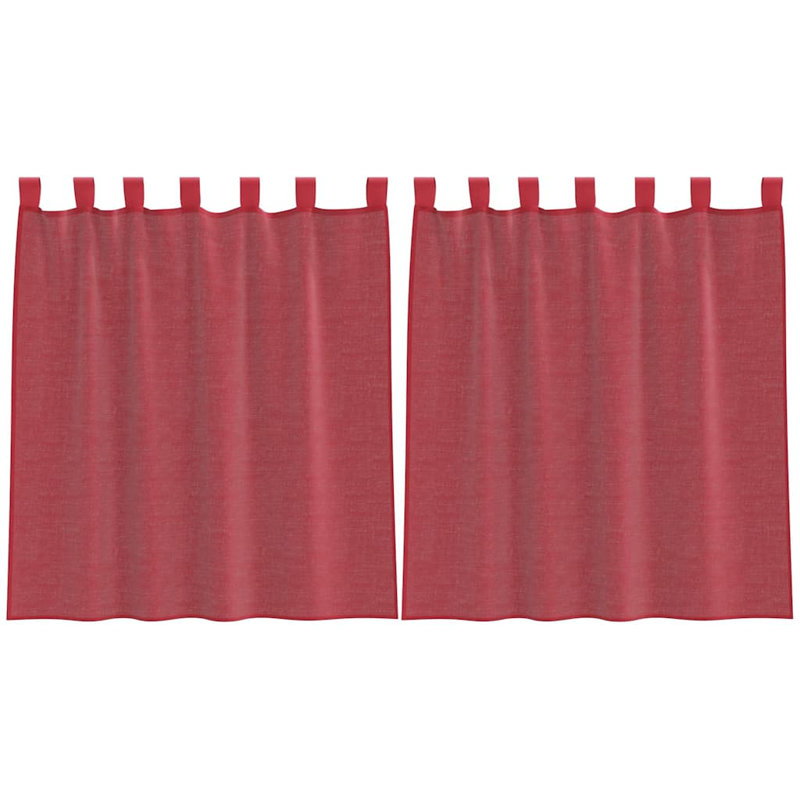Voile Curtains With Rod Pockets 2 Pcs, Wine Red, 140cm Width x 140cm Drop