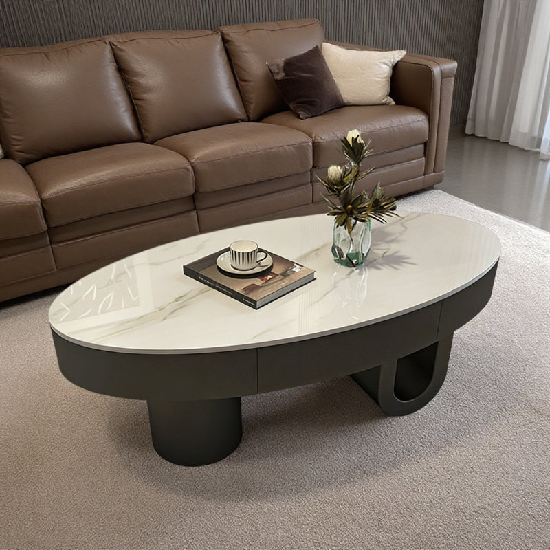Table basse italienne de luxe moderne, H 16,53 po x L 39,37 po x l 21,65 po, Blanc
