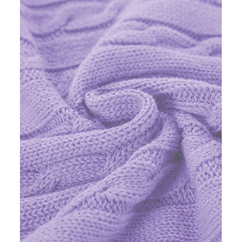 Jeté tricoté, jeté 100% pur coton, lavable à la machine, confortable - NTBAY, Mauve clair, L 67 po x l 51 po