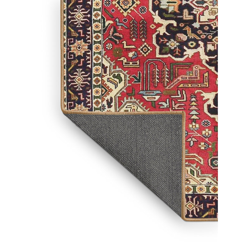Tapis traditionnel mehroon/noir/crème, Rectangle 2 pi x 4 pi