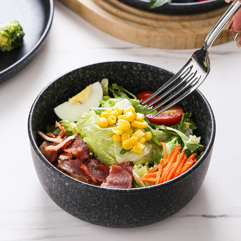 Misty 32 Piece Stoneware Matte Reactive Glaze Dinnerware Set, Service For 8, Black