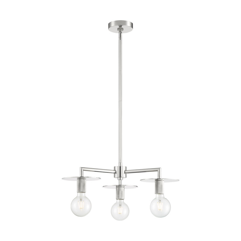 Lustre sphérique spoutnik à 3 lumières Sawvel, Nickel poli