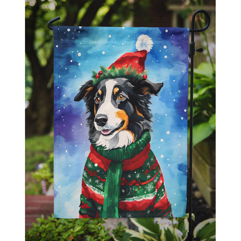 Drapeau de Noël Border Collie, H 15,5 po x l 11,25 po