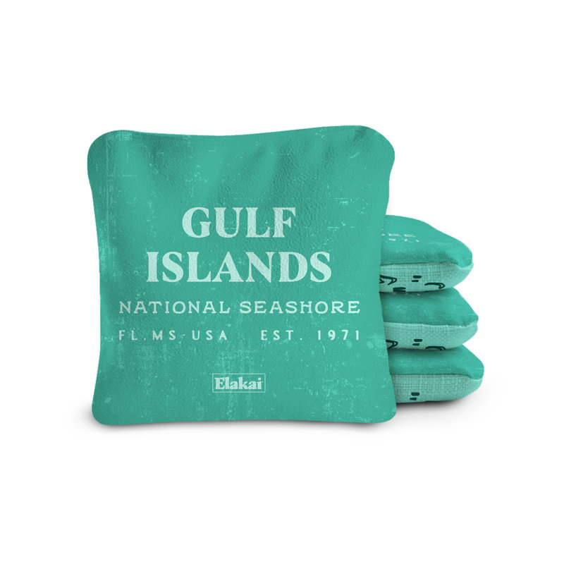 Gulf Islands National Seashore Durasuede + Turbo Polyglide Pilot Versacraft Cornhole Bags, 6" H x 6" W x 1" D, Teal