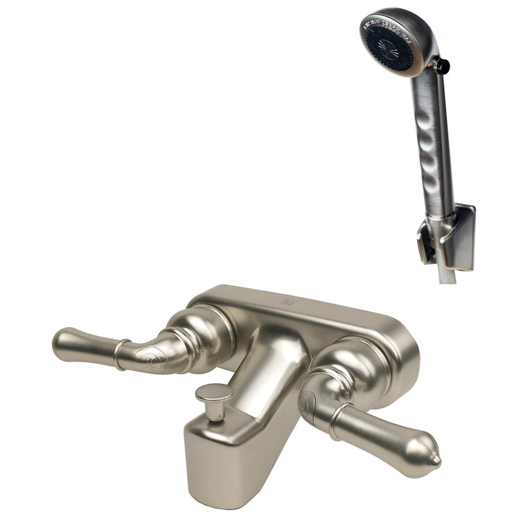RV/Motorhome Two Handle Non-Metallic Tub Shower Diverter with Matching Hand Held Shower Set