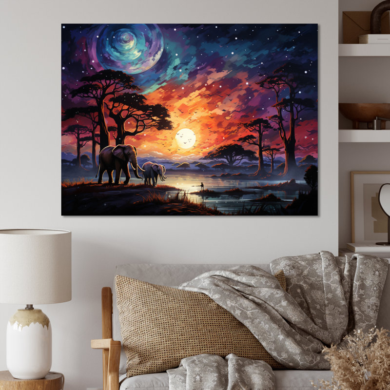 «African Celestial Safari I» sur toile, H 30 po x l 40 po x P 1,5 po, Toile tendue