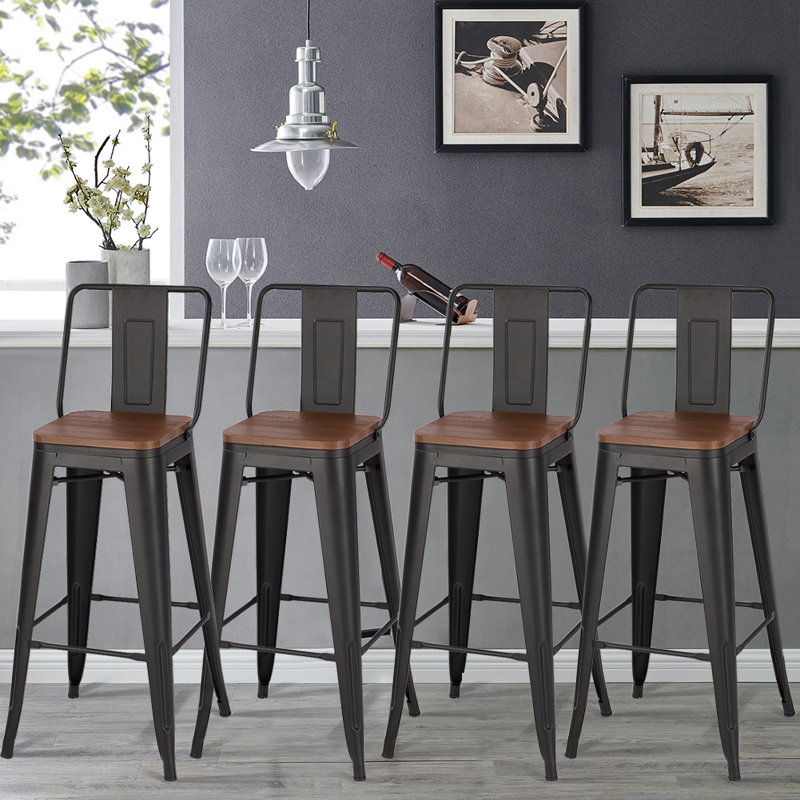 Claypoole 77cm Metal Frame Industrial Style Bar Stool