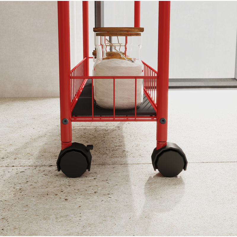 Étagère de rangement rouge à 6 niveaux avec roulettes Gap, 61 po x 22,8 po x 6 po