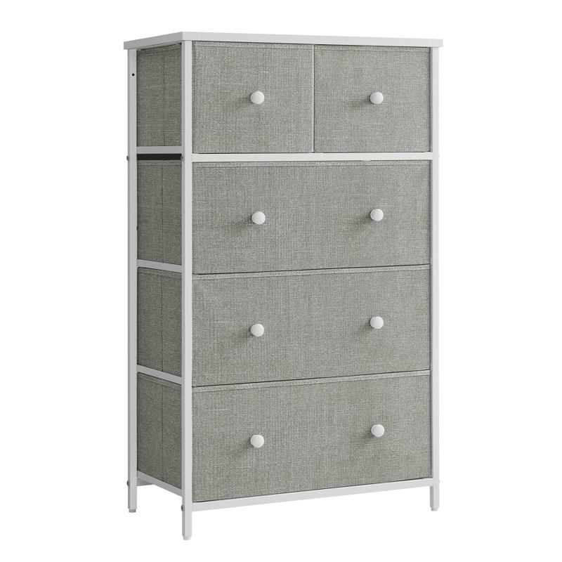 Adeoye 5 - Drawer Chest of Drawers, Light Grey/White