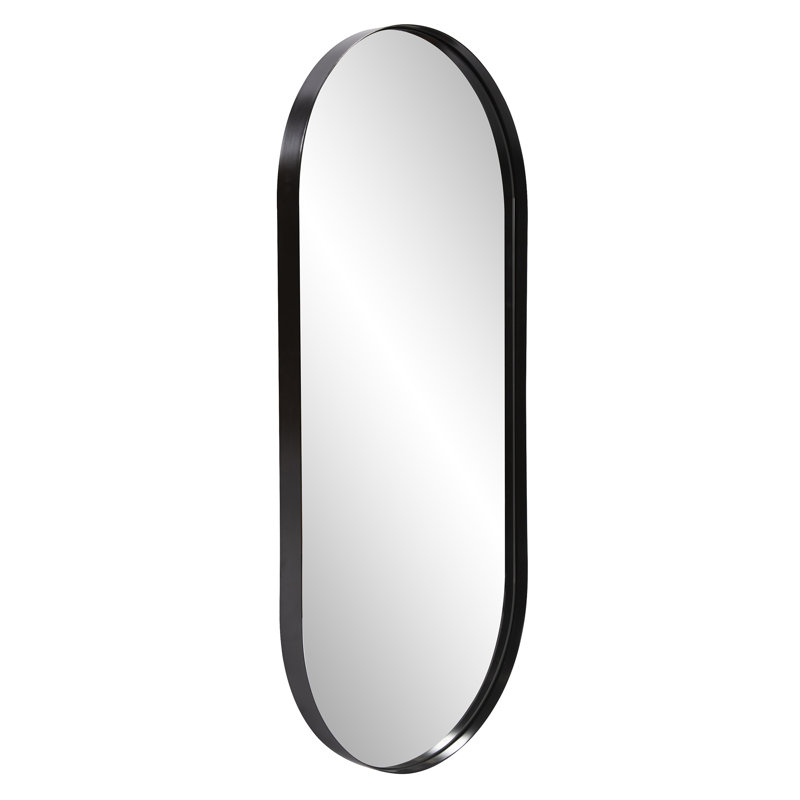 Miroir Capsule en argent brossé, Noir brossé