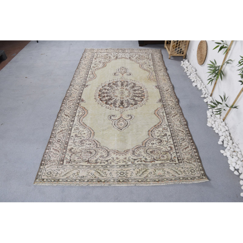 Tapis en laine, grands tapis de 4,9 x 9,2 pi, tapis de chambre à coucher, tapis turcs, tapis rétro, tapis moderne beige