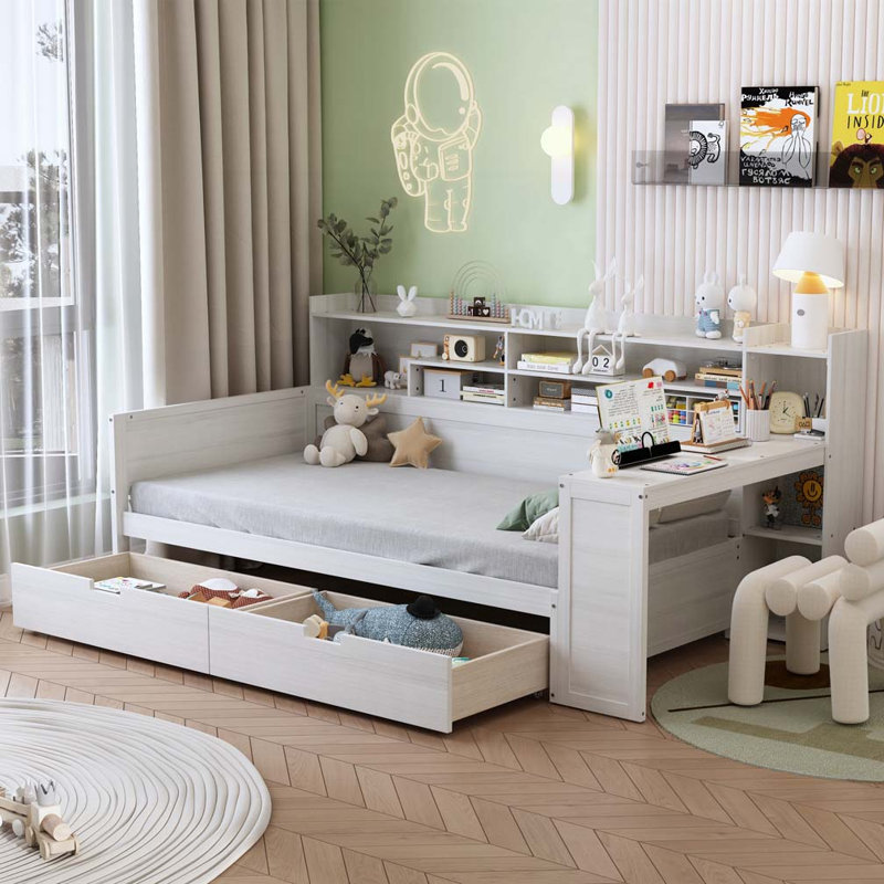 2-Drawers Storage Daybed, Twin, Antique White
