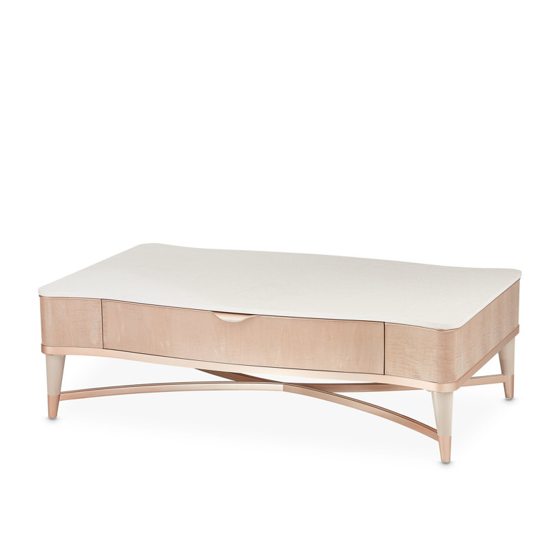 Malibu Crest Marble Coffee Table, Blush/Chardonnay/Creamy Pearl