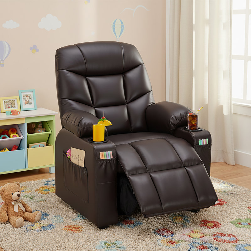 Fauteuil inclinable pour enfants Bartruff, Marron foncé