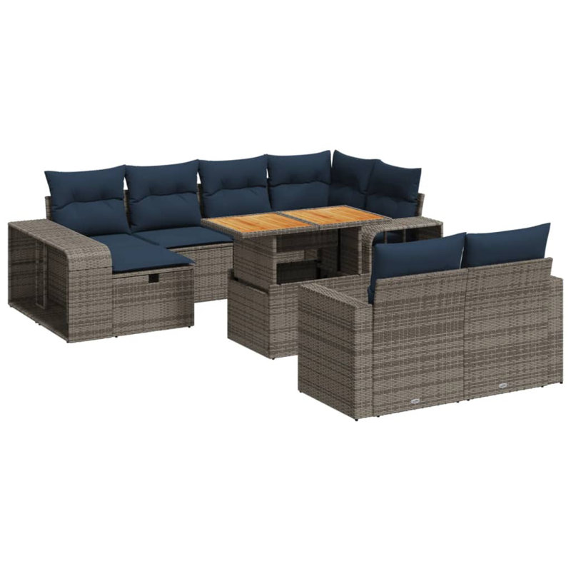 Ensemble de canapé de patio 11 pièces avec coussins en rotin de polyester